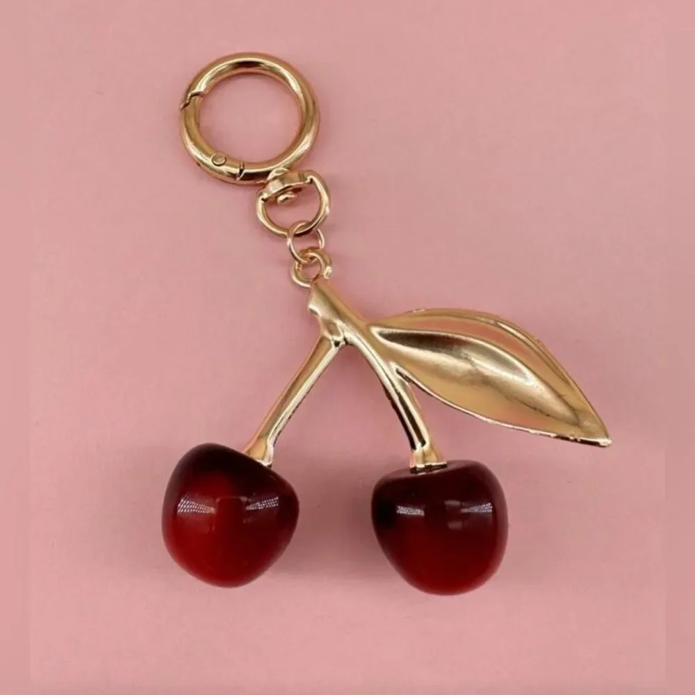 Gold and Red Cherry Keychain S1045